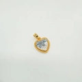 18K gold-plated heart pendant with blue crystals and twisted metal border - Heart (Gold)