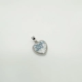 Silver heart pendant with blue crushed stone inlay and beaded metal border detail - Heart (Silver)