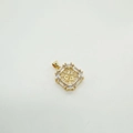 Octagonal 18K gold plated hollow geometric pendant with sparkling zircon inlays - Gold Color Pendant