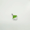 18K silver plated clover pendant with green and transparent crushed stones inlay - Four Leaf Clover (Silver)