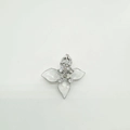 Elegant 18K gold-plated floral pendant with white enamel petals and cubic zirconia stones - Pendant Only (Without Chain) - Silver
