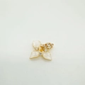 Detail of 18K gold-plated flower charm with white enamel petals and zircon inlay - Pendant Only (Without Chain) - Gold