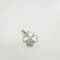 Pendentif trèfle en nacre blanche et zircon avec finition en métal argenté - Style Fleur Argenté (5699519087776)