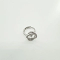 Base per anello regolabile in argento S925 con zirconi pavé per gioielli fai da te - Base Anello Argentata Solo (Senza Perla)