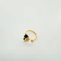 Gouden vlinder open ring met blauwe emaille vleugels en DIY parelbevestiging - Ring - Goud (Zonder Parel)