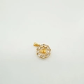 18K gold plated circular geometric pendant base with clear cubic zirconia frame - Pendant Only (Without Chain) - Gold