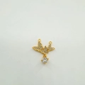 Pendaglio a farfalla placcato oro 18K con micro-pave di zirconi e pietra di cristallo chiara - Farfalla