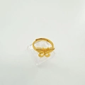 18K gold-plated butterfly open ring with textured wings and adjustable size for women - Ring - Gold (Without Pearl)