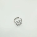 Adjustable silver flower ring base with clear stones for pearl DIY jewelry - Ring - Silver
