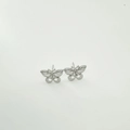 Silver-finish butterfly stud earrings with sparkling cubic zirconia on 18K plated frame - Silver Earring Post Only (Without Pearl)