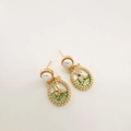 Orecchini a tulipano smaltati placcati oro 18 carati con perle bianche stile francese - Stile Tulipano Verde Chiaro (Senza Perla)