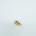 Montura de pendientes retro chapada en oro de 18K con piedras verdes y cristales - Colgante Dorado Solo (Sin Perla) (Con Cadena)