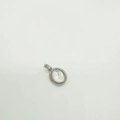 Oval silver pendant with iridescent white shell inlay and twisted rope texture trim - Oval-Silver (White Shell)