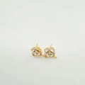 Pendientes de flores bañados en oro de 18K con diseño de trébol, perlas y circonitas brillantes - Poste de Pendiente Solo (Sin Perla) / Dorado