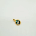 Oval 18K gold plated pendant with abalone shell inlay and twisted rope edge detail - Oval-Gold (Abalone Shell)