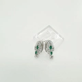 Silver drop earrings with green teardrop stones and white zircon accents - Stud Earrings - Silver