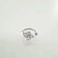 Anillo de flor ajustable en plata con cinco piedras de circonita en racimo - Base de Anillo Solo (Sin Perla)
