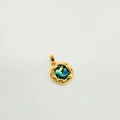 Round 18K gold plated pendant with irregular hammered texture and colorful abalone shell - Irregular Gold Tone With Abalone Shell