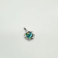 Irregular 925 silver oval pendant with iridescent abalone shell inlay and wavy texture - Irregular Silver Tone With Abalone Shell