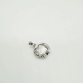 Irregular silver-tone round pendant with shimmering white mother of pearl inlay - Irregular Silver Tone With White Shell