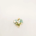 Light blue heart enamel pendant with lily of the valley pearl detail and gold rim - Heart Style