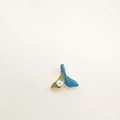 Ciondolo a coda di pesce in oro 18K con smalto blu e intarsio in perla naturale - Coda di Pesce 3D