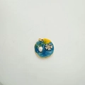 Detail of star-themed enamel pendant with moon and pearl for DIY jewelry making - Starry Blue Moon Round Style