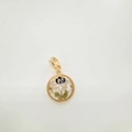 Pendentif fleur en émail peint à la main avec cadre doré 18 carats au motif tressé - Pendentif Rond Fleur Blanche