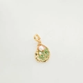 Pendentif émaillé doré 18K avec perle naturelle et feuille verte de style rétro français - Style Goutte d'Eau Tulipe (Rose)