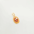 Pendentif ovale plaqué or 18 carats avec bordure en émail orange et détail rose perle - Rose Jaune