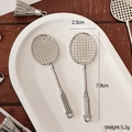Mini zilveren legering badminton racket hanger voor DIY sleutelhangers maat 7,9x2,5cm - Badminton Racket (AC107)
