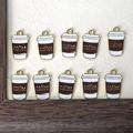 Set van 10 koffiekop emaille hangers van legering voor DIY sieraden maken met tekst - Koffiekop