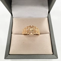French vintage 18k gold plated lace ring with white crystals in a velvet jewelry box - Garland Gold Base Only (Without Pearl)