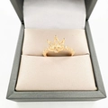 18k gold plated vintage lace crown ring semi-mount with side diamonds in a jewelry box - Crown Gold Base Only (Without Pearl)