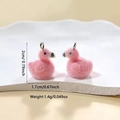 Pink flocked duck pendant charms for DIY jewelry 2cm x 1.7cm with silver metal loop - Flamingo