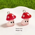 Luminous resin red mushroom charms with cute smile faces for DIY jewelry making - Red Mushroom