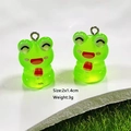 Luminous green resin frog charms with cute faces and metal rings for DIY jewelry making - Popsicle Frog