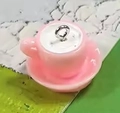 Pink resin mini coffee cup pendant for DIY jewelry and keychain accessories - Pink Cup