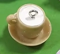Miniature resin coffee cup charm in cream white with a silver metal hook for DIY jewelry - Brown Cup