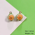 Anhänger in Orangenscheiben-Optik aus Legierung mit orangefarbenem Emaille-Finish für DIY - Grapefruit