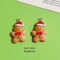 Ciondolo omino di pan di zenzero in resina con cappello natalizio per gioielli fai-da-te - Omino di Pan di Zenzero (W70)