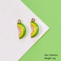 Green and orange enamel cantaloupe melon pendant charms with gold metal edges - Hami Melon