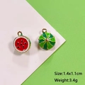 Watermelon alloy charms for DIY jewelry making featuring red pulp and green stripes - Half Watermelon