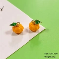 Mini orange pumpkin alloy pendant with green leaf for DIY jewelry making accessories - Pumpkin