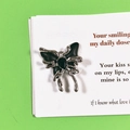 Gothic butterfly pendant in matte black and liquid silver with a dark gemstone - Black