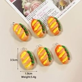 Set of 6 realistic resin bread charms with dimensions 3.5x1.9cm for DIY jewelry making - Hotdog