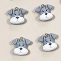 Lot de 4 pendentifs chiots Schnauzer mignons en résine avec anneaux en métal pour DIY - Chien