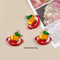 Macro shot of 2.6cm resin bread vegetable charms for DIY jewelry making and crafts - Vegetable Pot