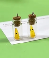 Set of two creative glass ghost bottle pendants with cork stoppers and yellow charms - Orange Ghost Bottle