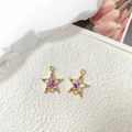 Gold star-shaped resin charms with purple dried flowers for DIY jewelry making - Star Shape / Purple Flower